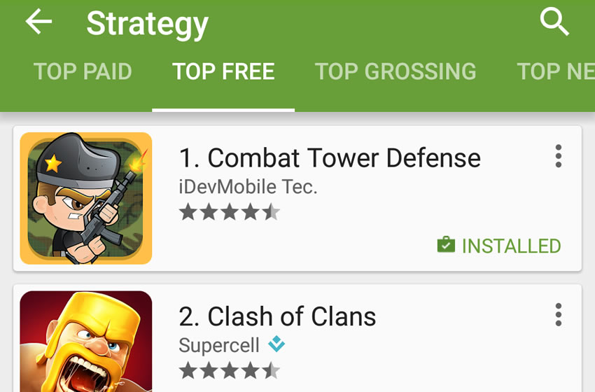 Combat Tower Defense is Rank #1 Strategy Game on Google play