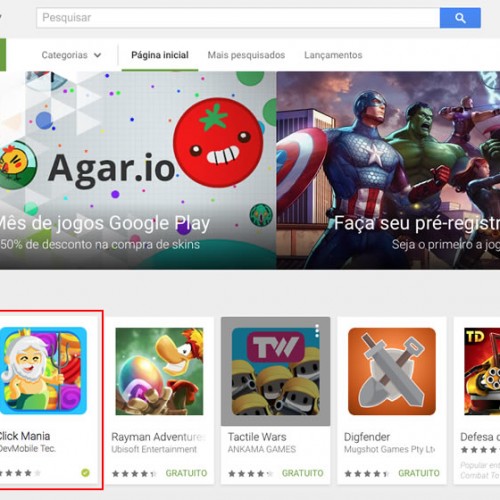 Click Mania featured on Play Store main page !!!